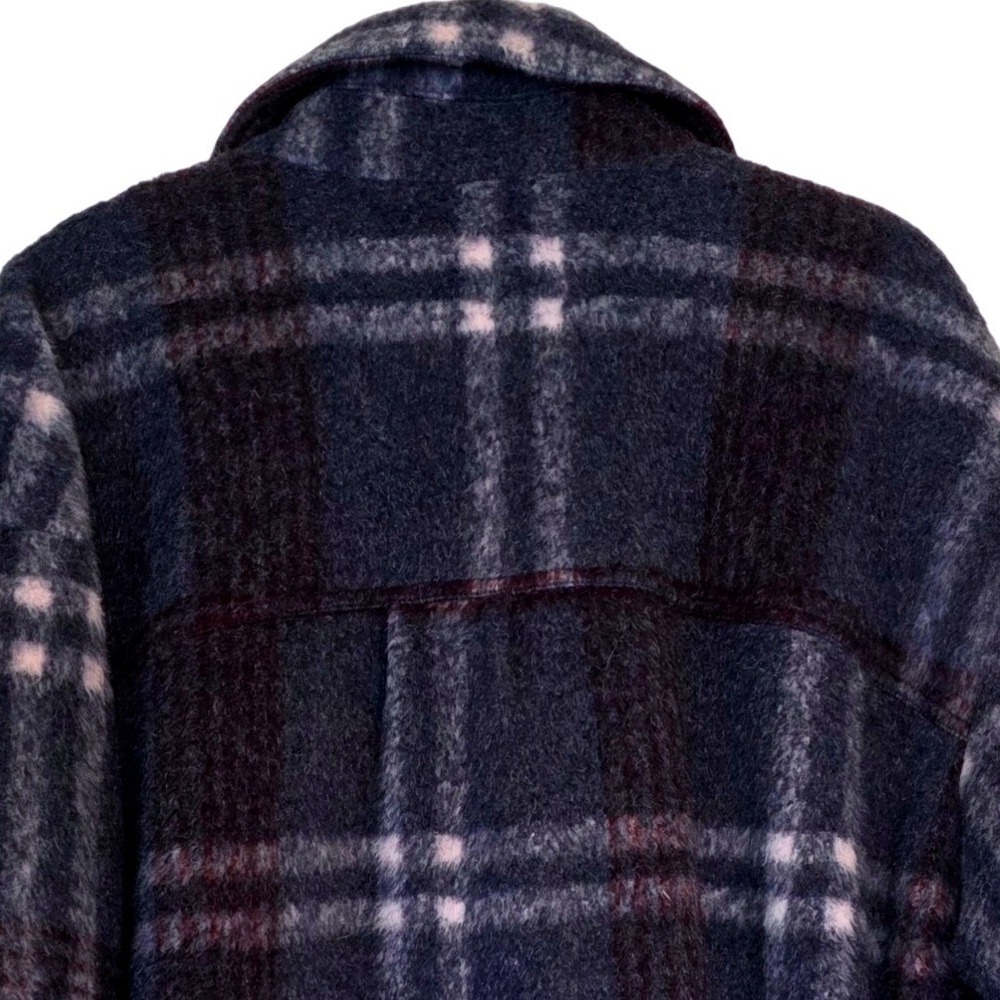 BCBGeneration Plaid Oversized Coat Jacket Burgundy Purple Blue White Plaid XXL - Picture 4 of 12